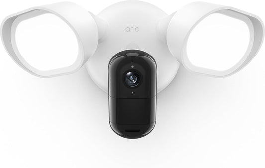 Arlo Wired Floodlight Camera | Home Security Camera with 2K Video and HDR | 2000 Lumens | Integrated Siren, Weather-Resistant, Color Night Vision, 160º Field of View, 2-Way Audio, White (2025)