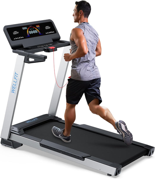WELLFIT Treadmill for Home, 2 Level Incline Heavyduty Treadmill with Pulse Sensor, 4.0 HP, 1.0-10.0 MPH, 450/360 lbs Capacity, Large Running Area Treadmills...